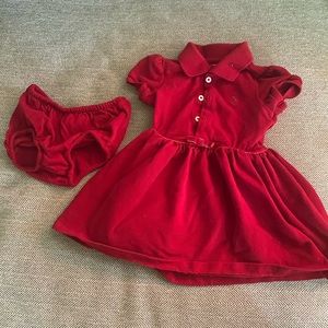 9 month red Polo dress and bloomer set